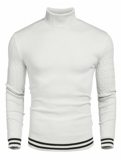 COOFANDY Men's Basic Ribbed Thermal Knitted Pullover Slim Fit Turtleneck Sweater