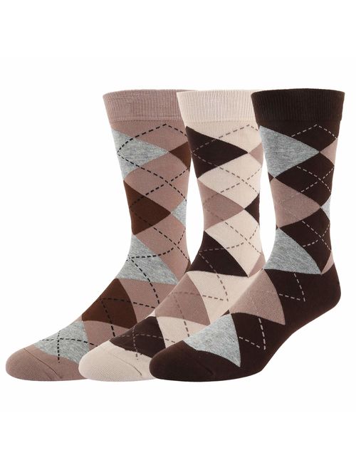 Men's Cotton Striped Solid Ribbed Funky Dress Socks Assorted Colors with Gift Box