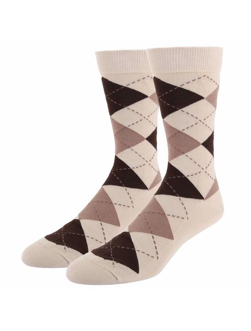 Men's Cotton Striped Solid Ribbed Funky Dress Socks Assorted Colors with Gift Box