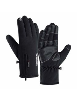 Jeniulet 100% Waterproof Winter Gloves -30 Warm Windproof All Fingers Touch Screen Gloves for Men Skiing and Outdoor Work