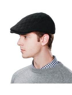 2019 New Mens Winter Wool Newsboy Cap Adjustable Cold Weather Flat Cap Soft Lined