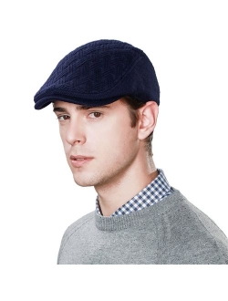 2019 New Mens Winter Wool Newsboy Cap Adjustable Cold Weather Flat Cap Soft Lined