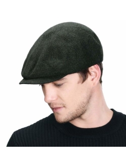 2019 New Mens Winter Wool Newsboy Cap Adjustable Cold Weather Flat Cap Soft Lined