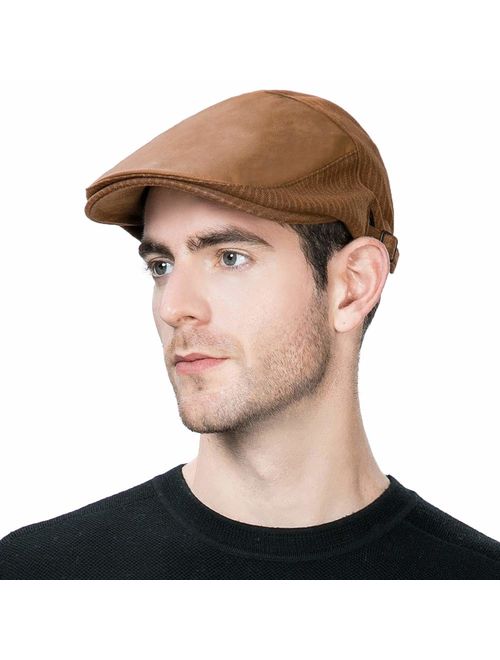 2019 New Mens Winter Wool Newsboy Cap Adjustable Cold Weather Flat Cap Soft Lined