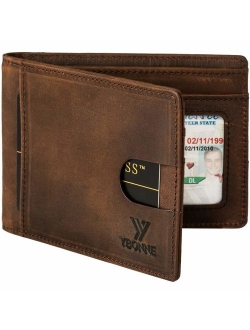 YBONNE Functional Compact RFID Blocking Bifold Wallet for Men, Made of Finest Genuine Leather