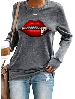 FARYSAYS Women's Casual Crewneck Sweatshirt Long Sleeve Shirt Soft Lightweight Loose Pullover Tops