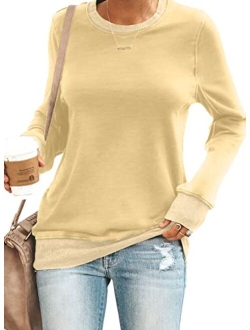 FARYSAYS Women's Casual Crewneck Sweatshirt Long Sleeve Shirt Soft Lightweight Loose Pullover Tops