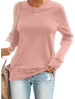 FARYSAYS Women's Casual Crewneck Sweatshirt Long Sleeve Shirt Soft Lightweight Loose Pullover Tops