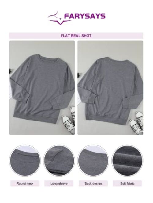 FARYSAYS Women's Casual Crewneck Sweatshirt Long Sleeve Shirt Soft Lightweight Loose Pullover Tops