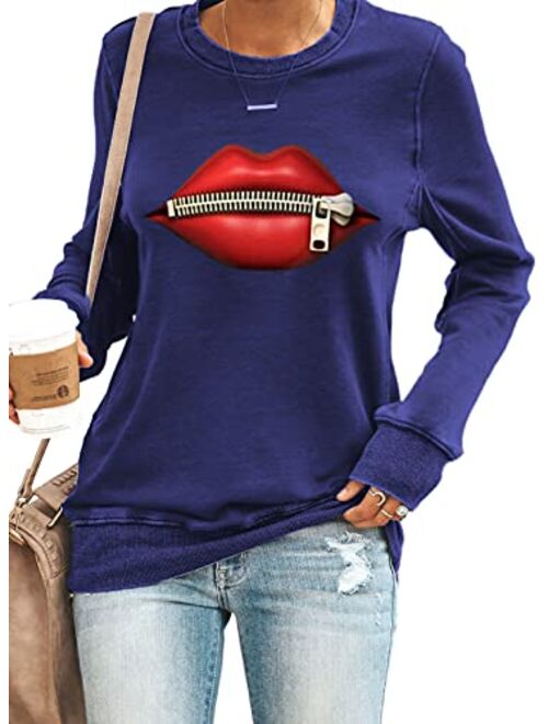 FARYSAYS Women's Casual Crewneck Sweatshirt Long Sleeve Shirt Soft Lightweight Loose Pullover Tops