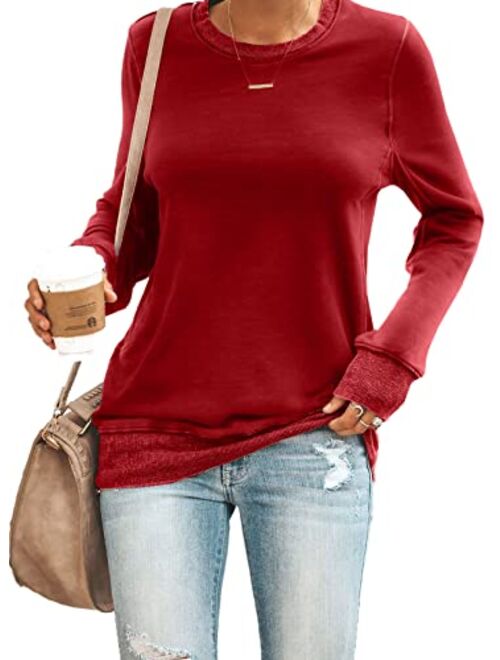 FARYSAYS Women's Casual Crewneck Sweatshirt Long Sleeve Shirt Soft Lightweight Loose Pullover Tops