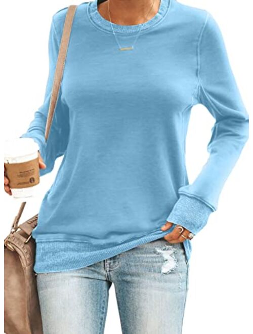 FARYSAYS Women's Casual Crewneck Sweatshirt Long Sleeve Shirt Soft Lightweight Loose Pullover Tops