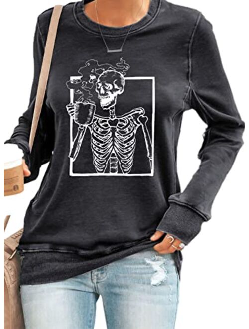 FARYSAYS Women's Casual Crewneck Sweatshirt Long Sleeve Shirt Soft Lightweight Loose Pullover Tops