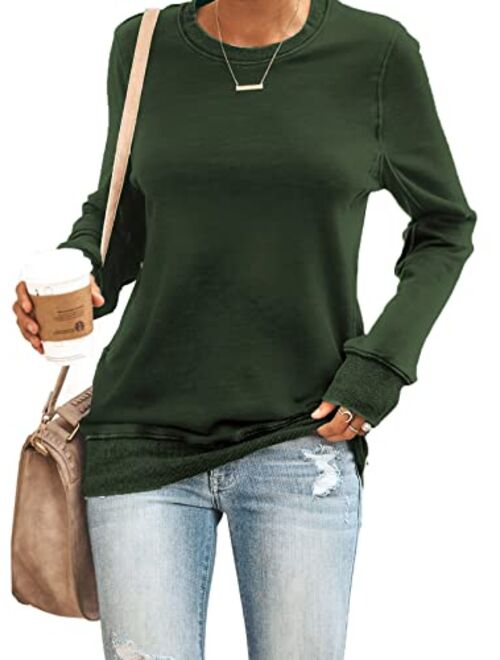 FARYSAYS Women's Casual Crewneck Sweatshirt Long Sleeve Shirt Soft Lightweight Loose Pullover Tops