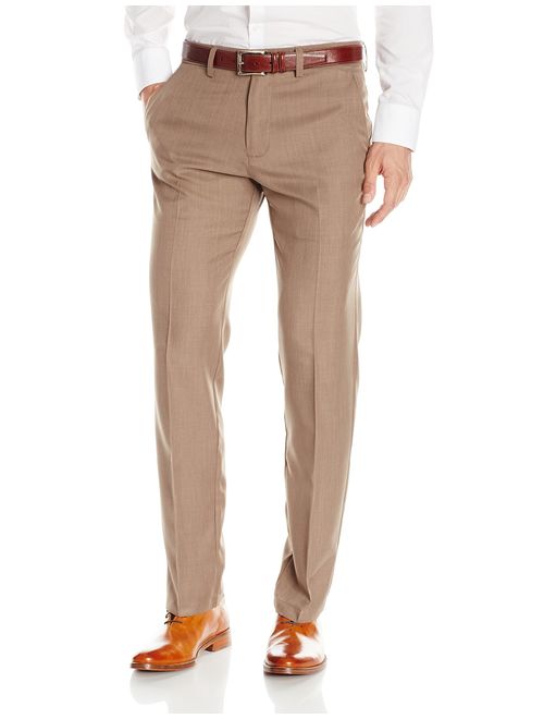 Haggar Men's Performance Micro Heather Gab Slim-Fit Plain-Front Pant