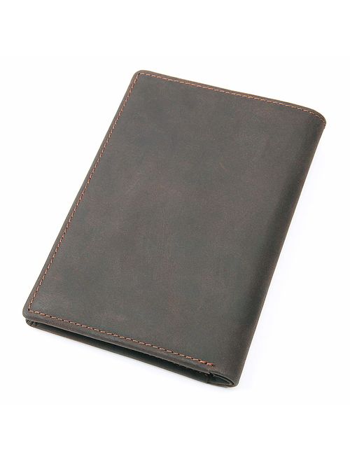 Polare Men's Functional RFID Blocking Leather Passport Holder Travel Bifold Wallet