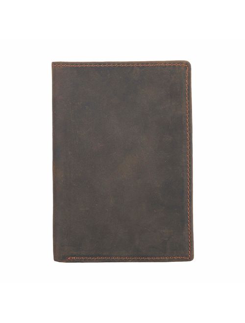 Polare Men's Functional RFID Blocking Leather Passport Holder Travel Bifold Wallet