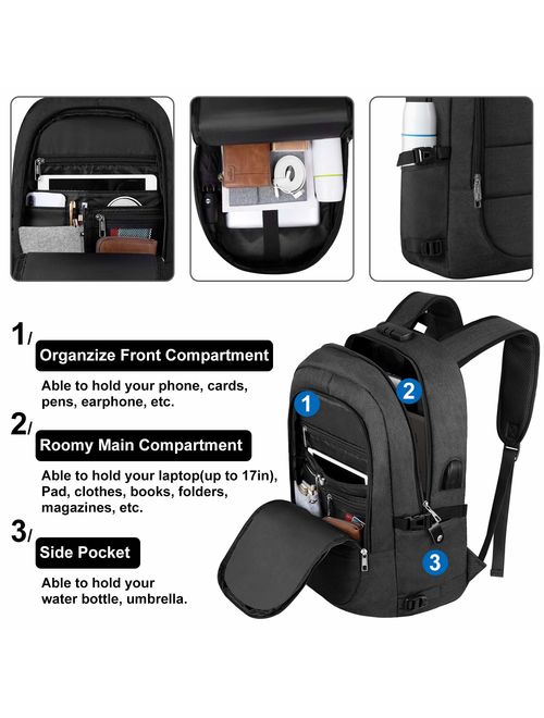 Travel Laptop Backpack, Anti Theft Business Laptop Backpack with USB Charging Port and Headphone Interface