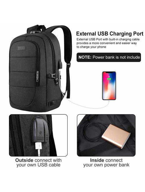 Travel Laptop Backpack, Anti Theft Business Laptop Backpack with USB Charging Port and Headphone Interface