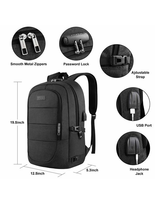 Travel Laptop Backpack, Anti Theft Business Laptop Backpack with USB Charging Port and Headphone Interface