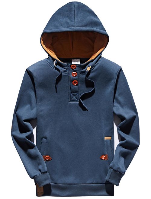 YuKaiChen Men's Fleece Hoodie Button-up Jacket Hooded Sweatshirt