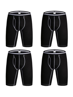 KEFITEVD Men's Cotton Long Leg Underwear No Ride up Performance Boxer Briefs