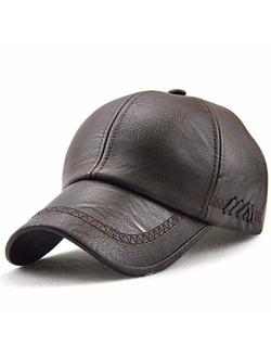 MAOTE Men's Vintage PU Leather Baseball Cap Windproof Warm Outdoor Sports Driving Hats