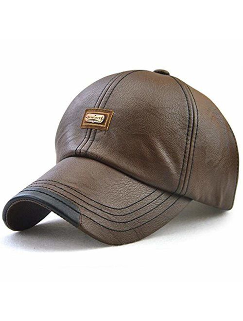 MAOTE Men's Vintage PU Leather Baseball Cap Windproof Warm Outdoor Sports Driving Hats