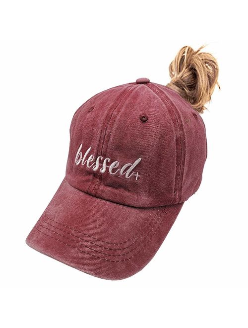 Waldeal Embroidered Blessed Women Men Adjustable Distressed Dad Hats Faith Thankful Baseball Cap