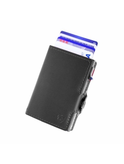 Card Blocr Credit Card Wallet RFID Blocking Slim Minimalist Card Holder Leather Carbon Fiber or Saffiano Covers for Men or Women