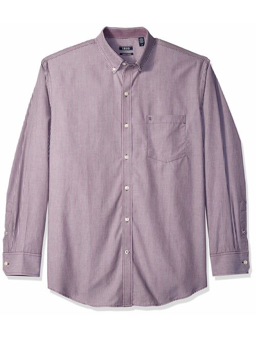 IZOD Men's Button Down Long Sleeve Stretch Performance Stripe Shirt