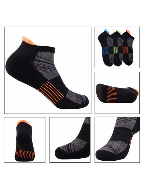 Mens Ankle Low Cut Athletic Tab Socks for Men Sport Comfort Cushion Sock 6 Pack