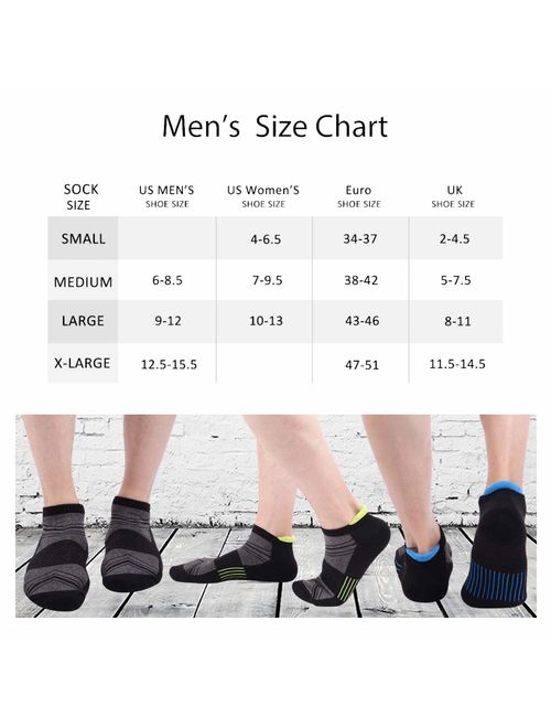 Mens Ankle Low Cut Athletic Tab Socks for Men Sport Comfort Cushion Sock 6 Pack