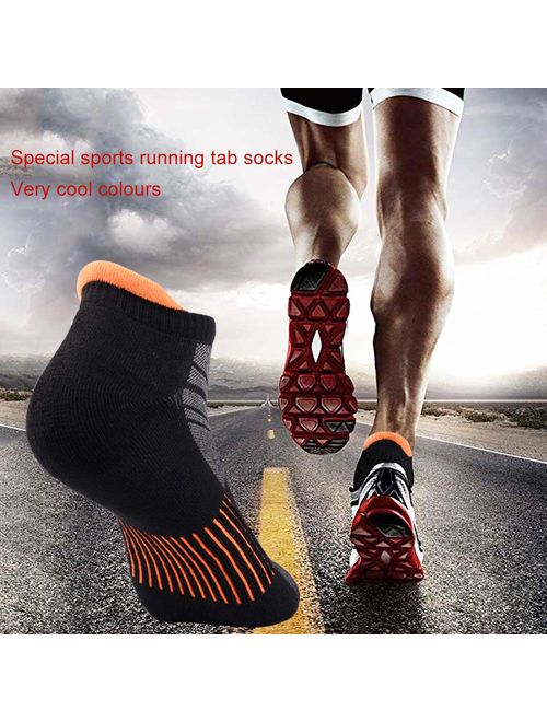 Mens Ankle Low Cut Athletic Tab Socks for Men Sport Comfort Cushion Sock 6 Pack