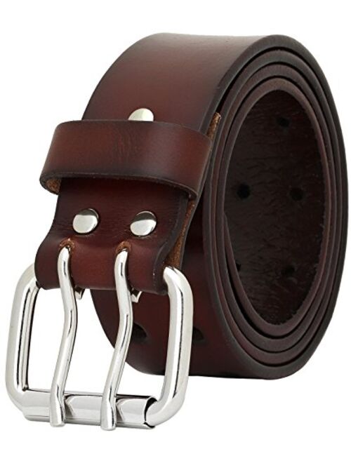 Falari Men's Full Grain Leather Belt Double Prong Belt 9004 & 9024