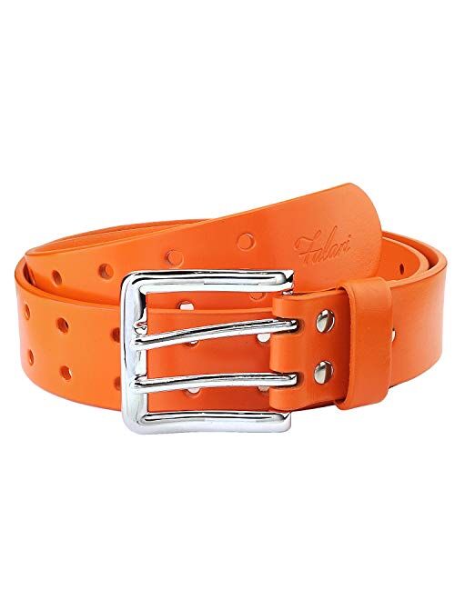 Falari Men's Full Grain Leather Belt Double Prong Belt 9004 & 9024