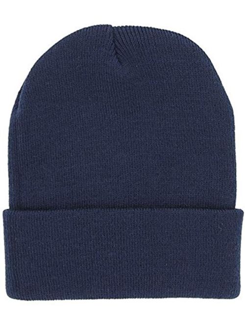 DealStock Plain Knit Cap Cold Winter Cuff Beanie (40+ Multi Color Available)