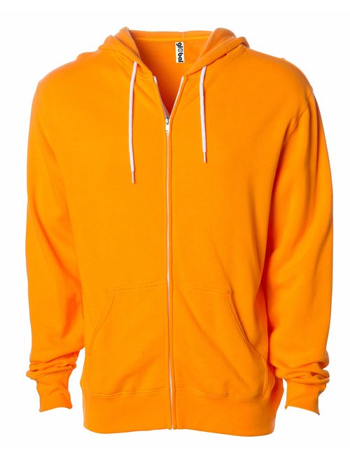 Global Blank Slim Fit Lightweight Zip Up Hoodie Men and Women Hooded Sweatshirt