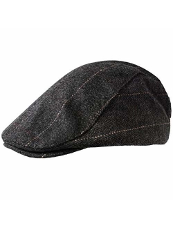 1-2 Pack Newsboy Hat for Men Classic Herringbone Tweed Wool Blend Flat Cap Ivy Gatsby Cabbie Driving Hat