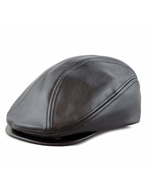 The Hat Depot Prouldy Made in USA Premium Quality Genuine Leather Gatsby Ivy Hat