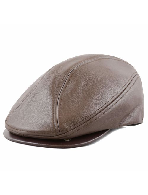 The Hat Depot Prouldy Made in USA Premium Quality Genuine Leather Gatsby Ivy Hat