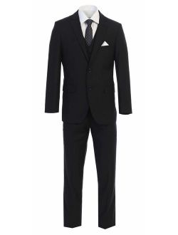 King Formal Wear Elegant Men's Black Two Button Three Piece Suit