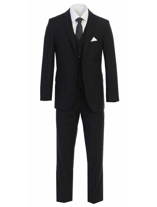 King Formal Wear Elegant Men's Black Two Button Three Piece Suit