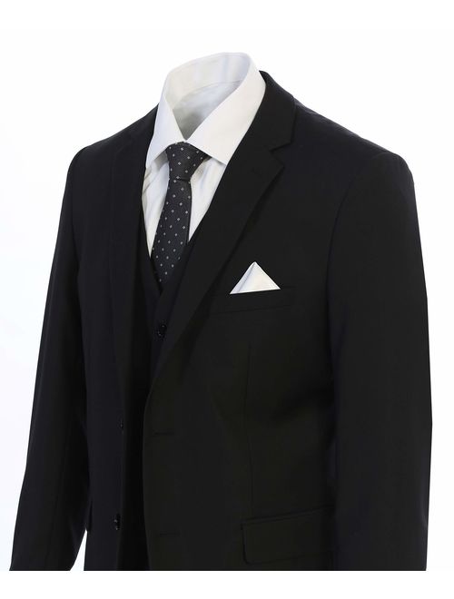 King Formal Wear Elegant Men's Black Two Button Three Piece Suit