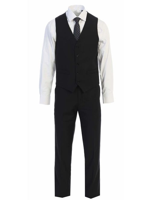 King Formal Wear Elegant Men's Black Two Button Three Piece Suit