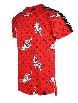 SCREENSHOTBRAND-730 Mens Hipster Hip-Hop Premium Tees - Stylish Longline Side Zipper Fashion T-Shirt