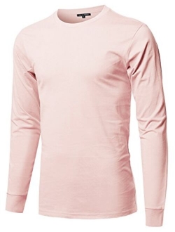 Style by William Men's Causal Solid Basic 100% Ring Spun Cotton Long Sleeve T-Shirt