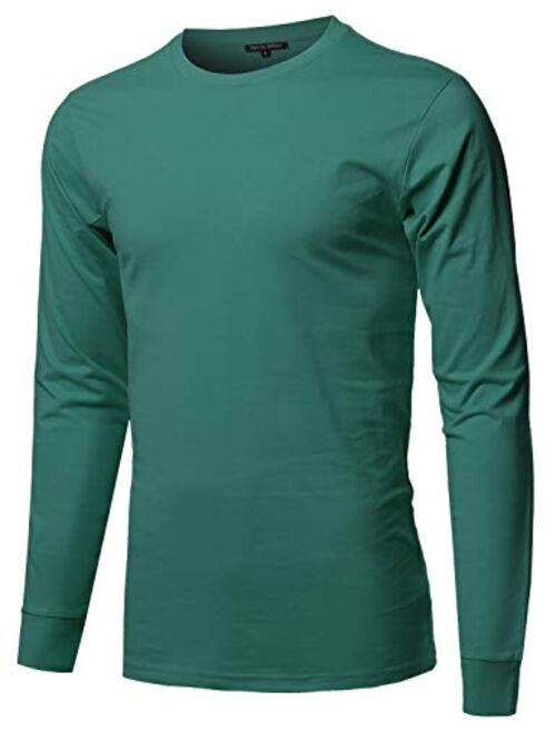 Style by William Men's Causal Solid Basic 100% Ring Spun Cotton Long Sleeve T-Shirt