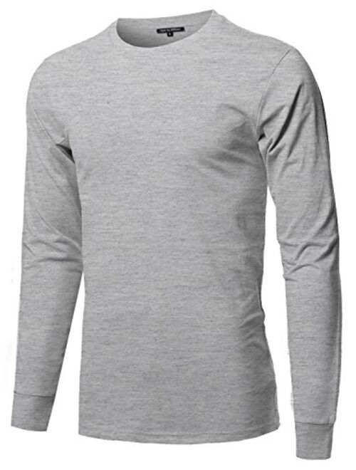 Style by William Men's Causal Solid Basic 100% Ring Spun Cotton Long Sleeve T-Shirt