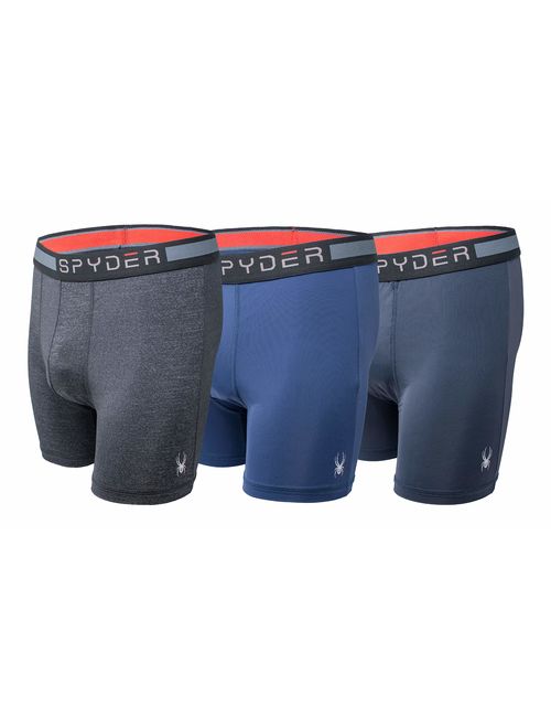 Spyder Mens Boxer Briefs Performance Sports Compression Shorts Athletic Mens Underwear - Mens Boxers Brief - 3 Pack for Men